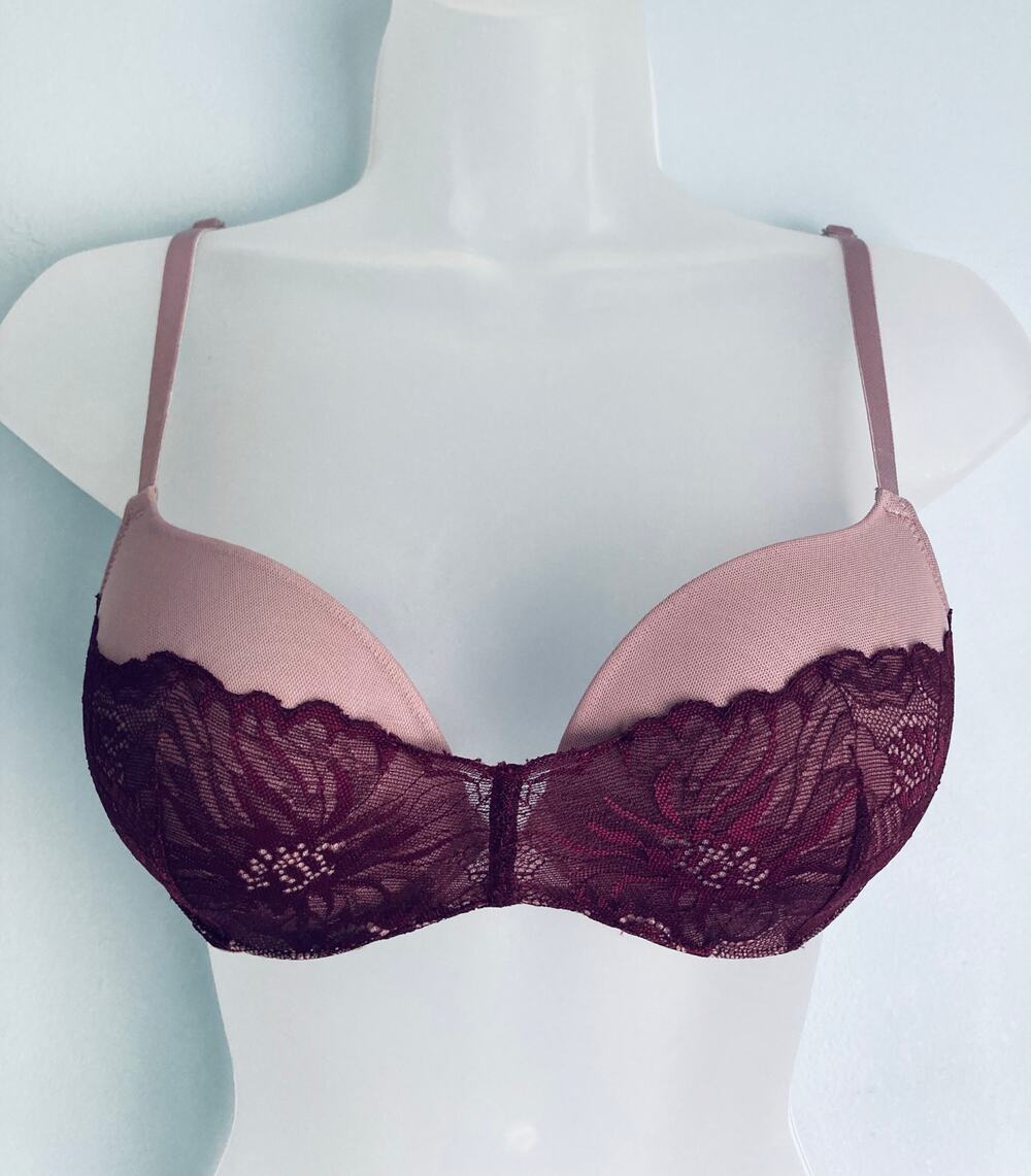Adore Me Push Up Bra 32C Purple and Maroon Lace